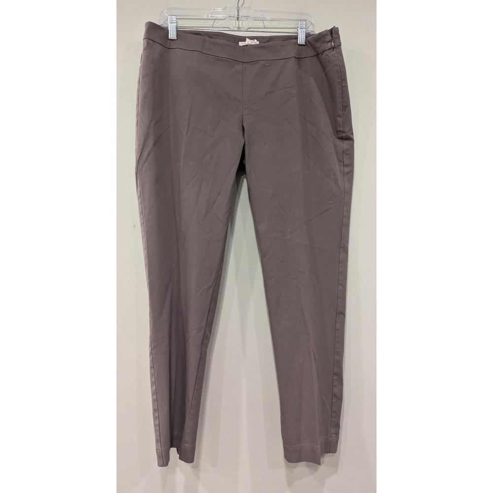 Eileen Fisher Grey Cropped Hem Zip Side Zip Organic Cotton Pants Size Large